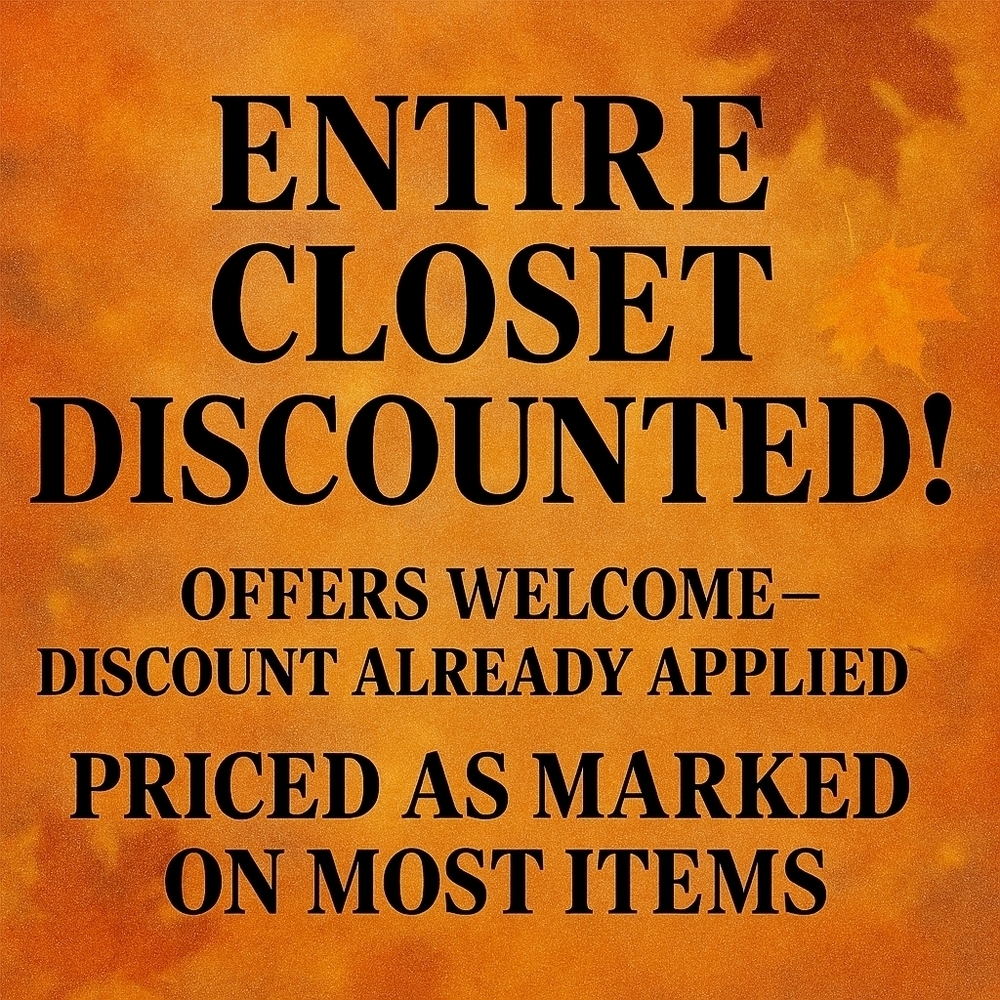 Discounted Closet Sale On CLOTHING AND MOST HANDBAGS.